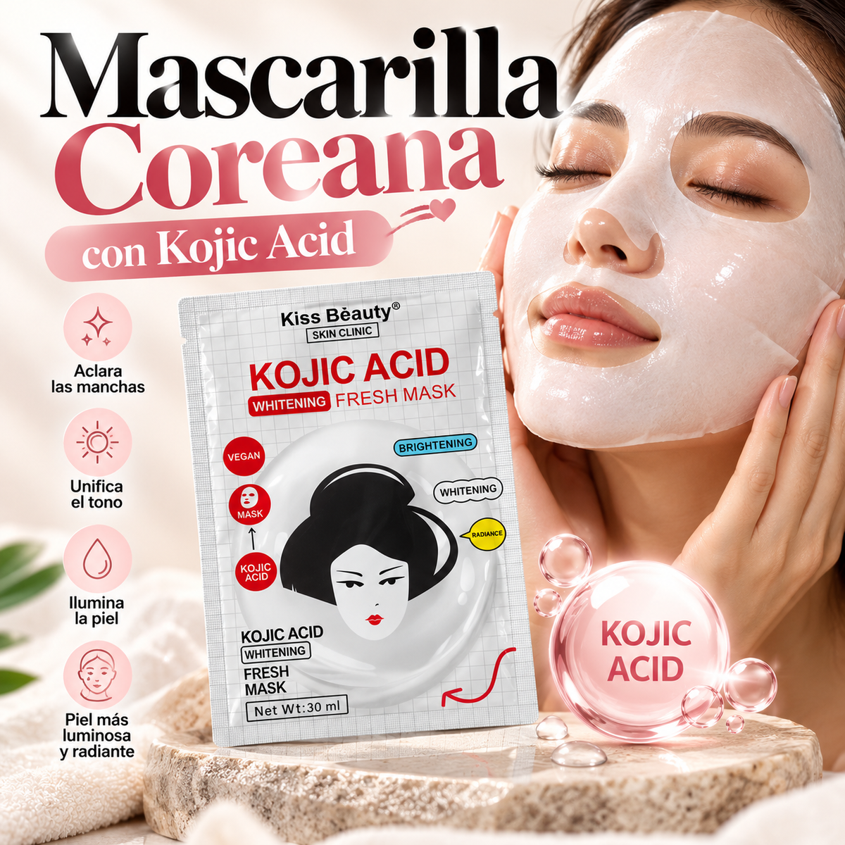 Kojic Pearl Mask® | Mascarilla Facial Coreana con Kojic Acid